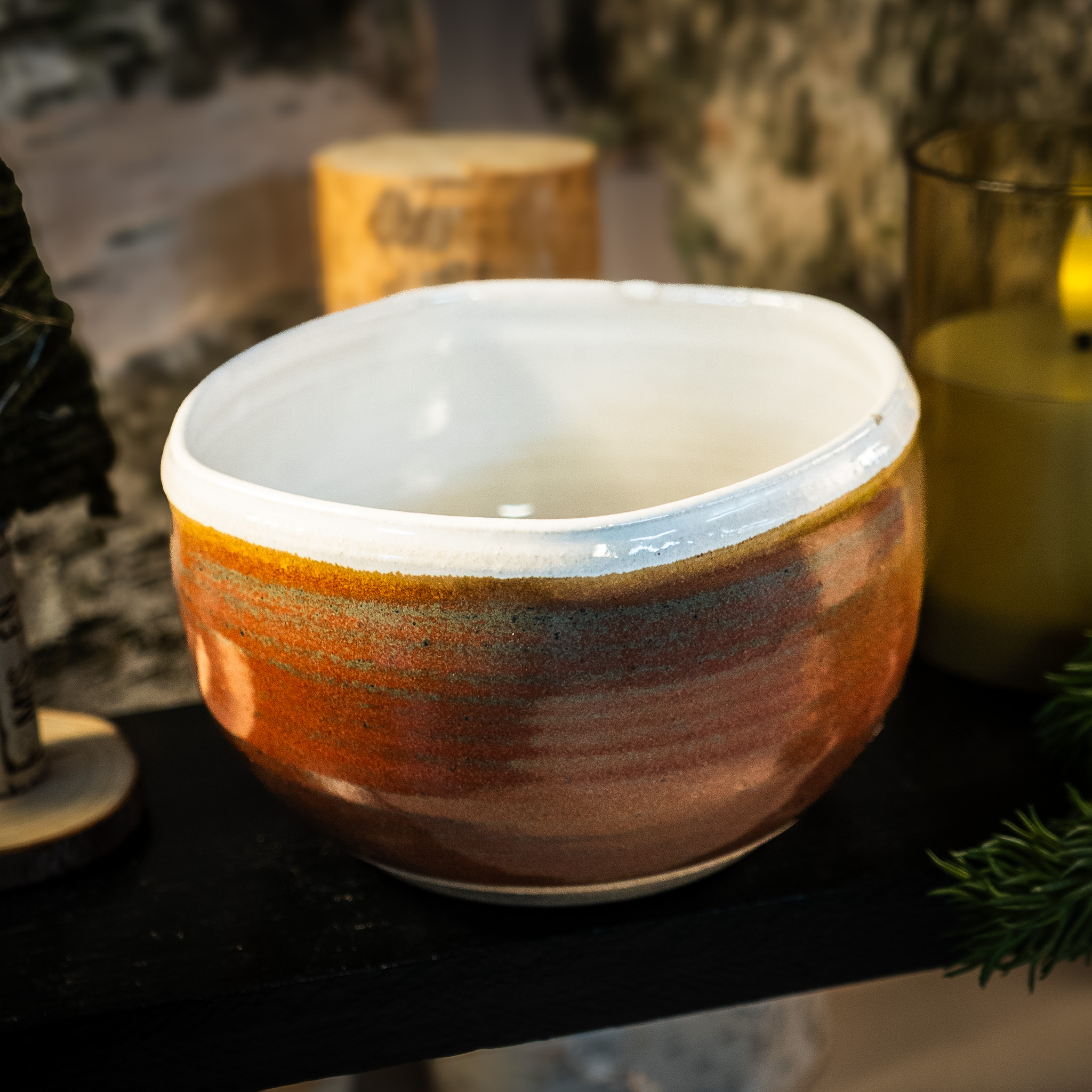 Brown white interior bowl