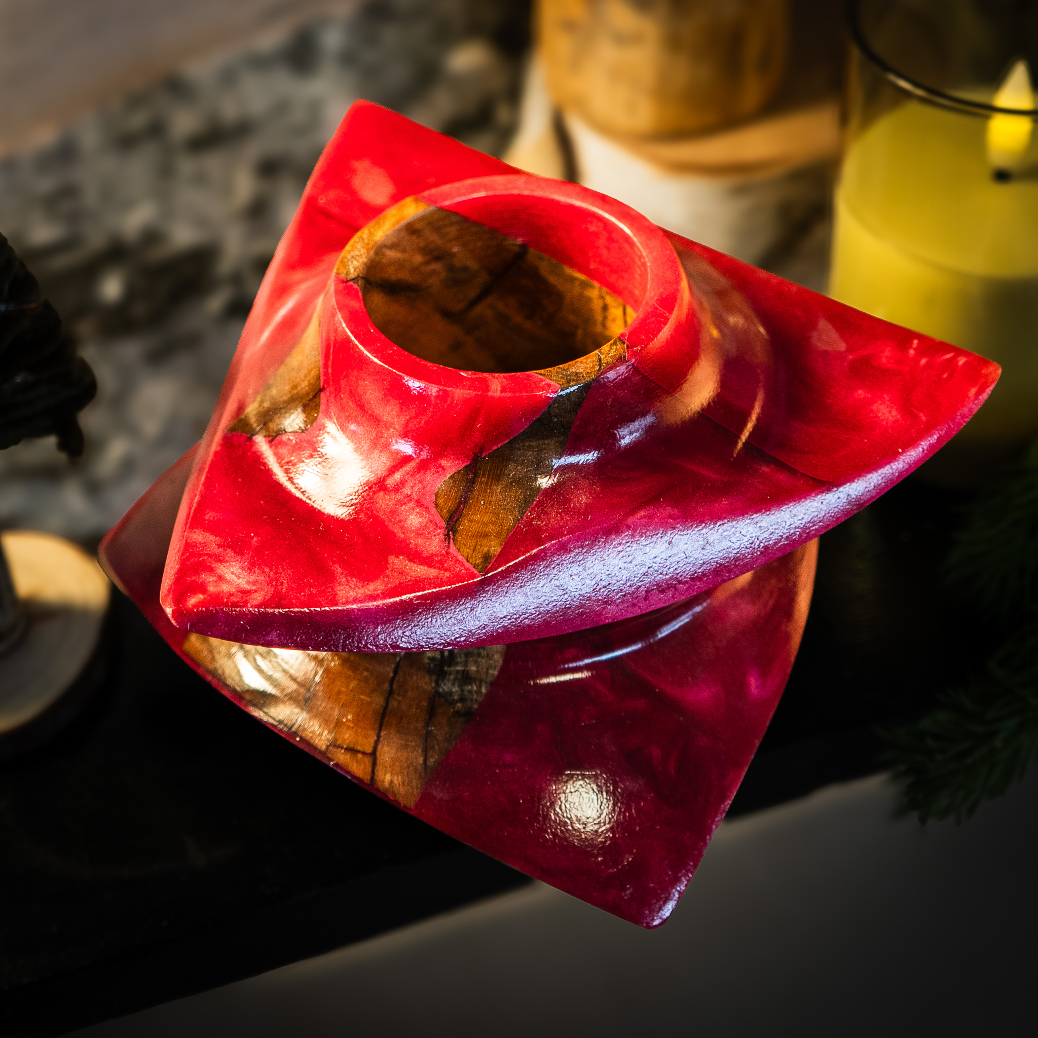 Asymmetric Epoxy Blend Candle Holder